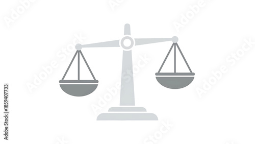 A grayscale illustration of a balance scale, centered against a white background. The scale symbolizes fairness and justice