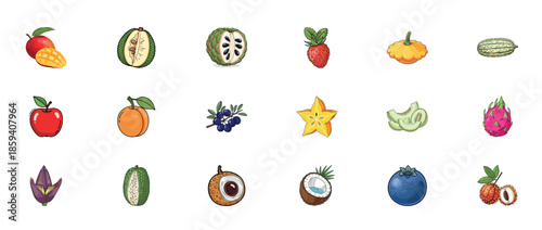 Colorful assortment of exotic fruits variety