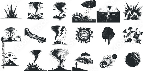 Collection of dramatic weather phenomena illustrations