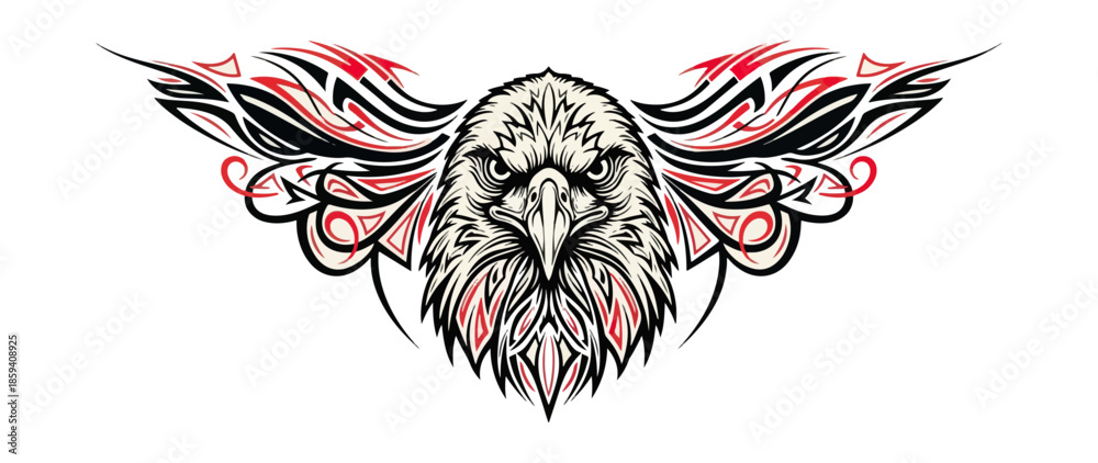 Obraz premium Eagle illustration with wings spread against black background
