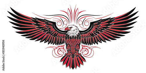 Eagle with wings spread vector illustration on black background