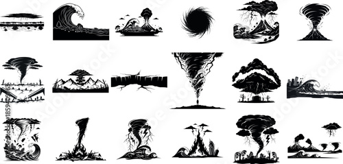 Collection of Natural Disasters and Weather Phenomena Illustrations