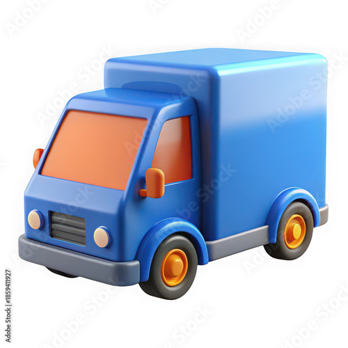 Vibrant blue cargo truck ready for delivery isolated on transparent background