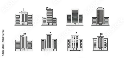 Modern building architecture vector illustrations