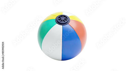 Colorful Beach Ball on White Background