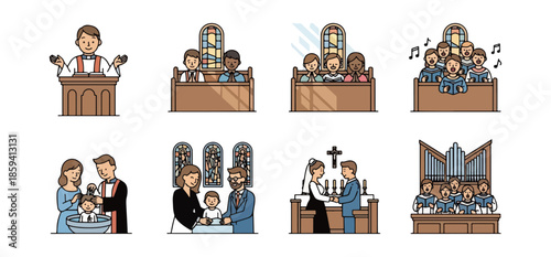 Religious ceremony illustrations collection
