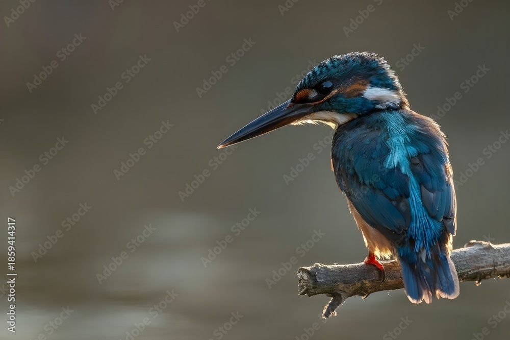 Fototapeta premium Common Kingfisher Wildlife Portrait with Copy Space