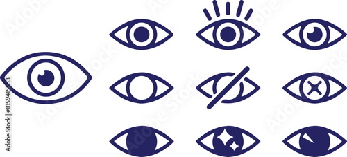 bule eyes icons set vector collection illustration silhouette open eye logos design 