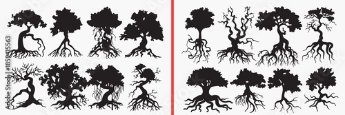 tree silhouettes vector, nature tree clipart, forest plant svg, woodland illustration, outdoor nature graphics, black tree silhouettes, landscape vector art, park tree design, tree shape collection, t