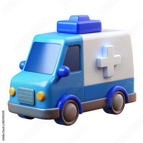 Emergency medical vehicle ready for action isolated on transparent background