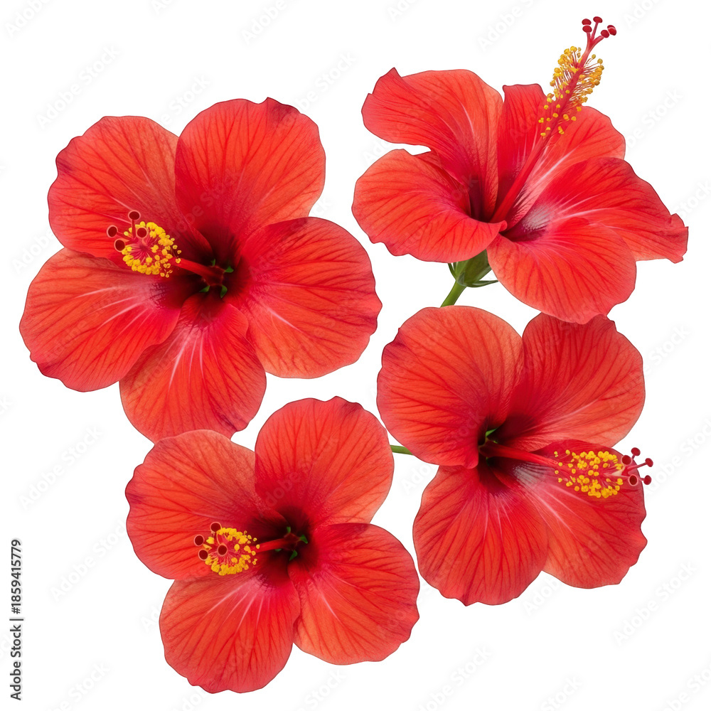 custom made wallpaper toronto digitalVibrant Red Hibiscus Flowers Isolated on Black Background