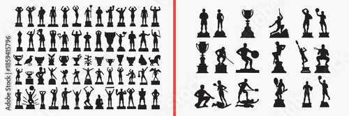 trophy silhouettes vector, award cup clipart, winner prize svg, championship illustration, success award graphics, black trophy silhouettes, sports vector art, achievement design, trophy icon collecti