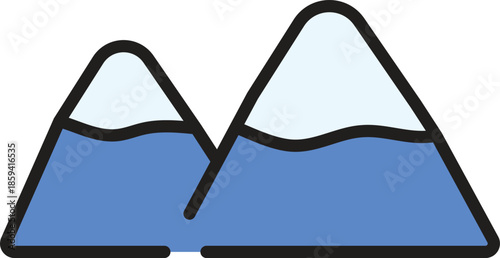 Blue mountain icon with snow cap