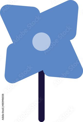 Simple icon of blue toy pinwheel