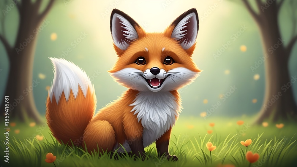 Fototapeta premium Playful fox in forest