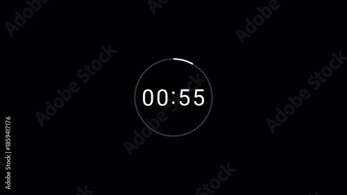 One minute Sliding Countdown Timer Animation, One Minute 60 to 0 Seconds Countdown Video,One Minute Sliding Countdown Timer, 60 Second digital Clock Animation, Scrolling Numbers on Black Background. 
