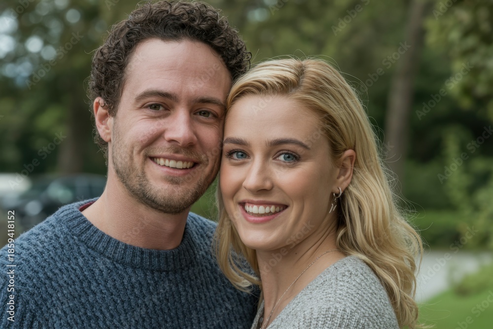 Fototapeta premium Happy couple smiling outdoors