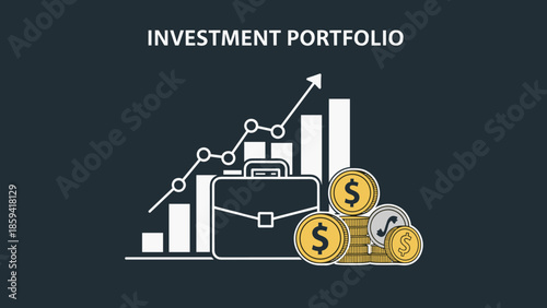 Investment Portfolio Growth Illustrated with Financial Graphs and Currency Symbols