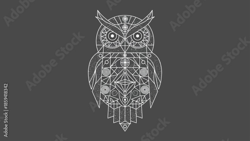 Geometric Owl Illustration - A Detailed and Artistic Representation.