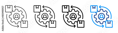 Development Process Icon Different Style Outline Collection Set