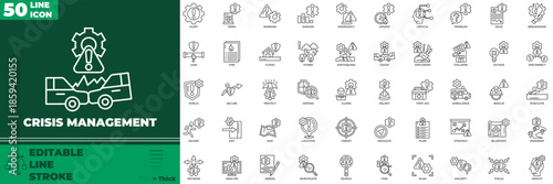 Crisis Management Line Editable Icons set