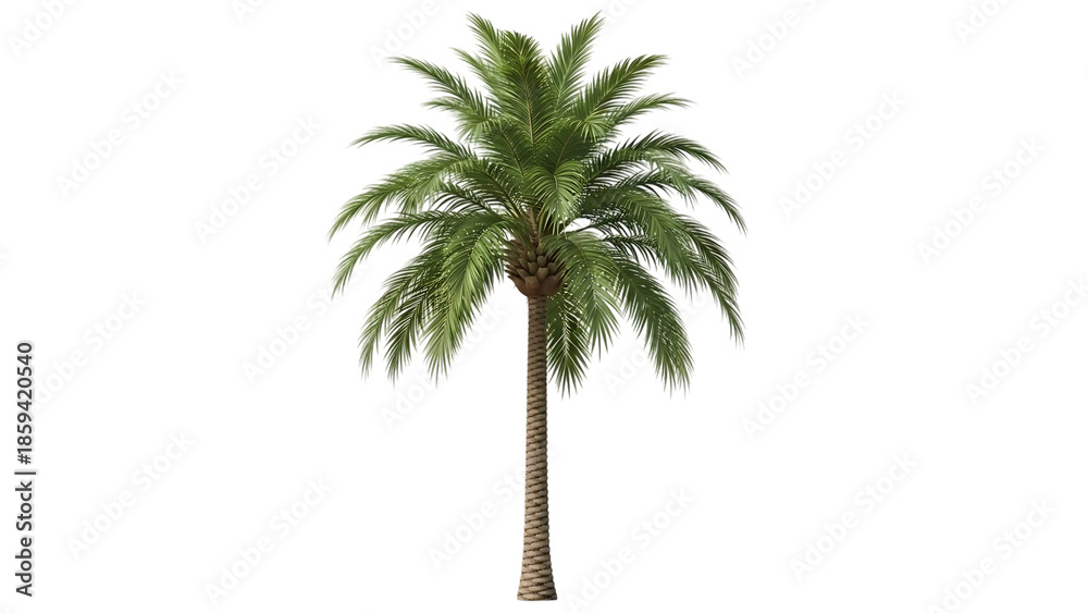 Obraz premium Tall Tropical Palm Tree Isolated on Black Background