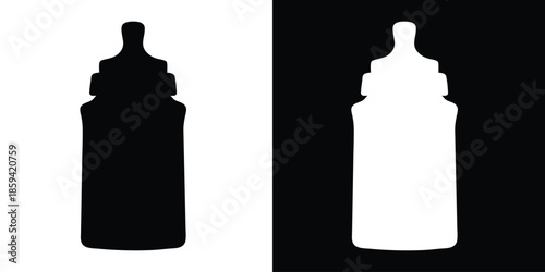 Baby feeding bottle icon, Baby milk bottle or feeding bottle silhouette vector