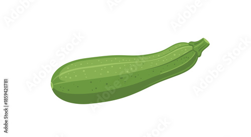 A fresh green zucchini with light green speckles, illustrated in a detailed, realistic style and isolated on a clean white background for food concepts.