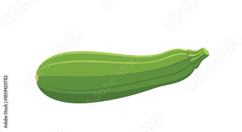 A simple and clean illustration of a whole green zucchini or courgette, depicted in a flat cartoon style and isolated on a plain white background.
