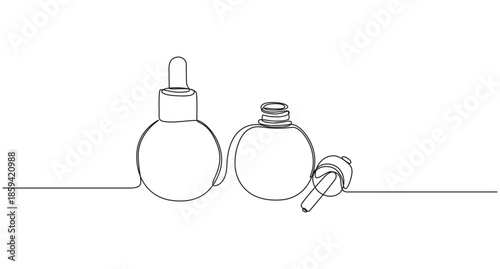 Cosmetic bottles single line vector illustration,4