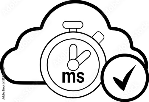 Server Latency Icon - Minimalist Symbol of Cloud Response Time, Ping Speed, and Performance Verification