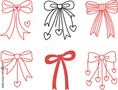 Collection of elegant bow designs with hearts for Valentine's Day