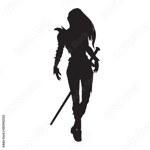 Warrior Woman Silhouette Vector