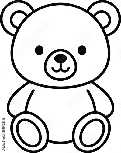 Cute Teddy Bear Outline Icon Toy Illustration
