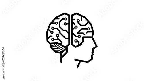 Illustration of a Human Head with Visible Brain Functions