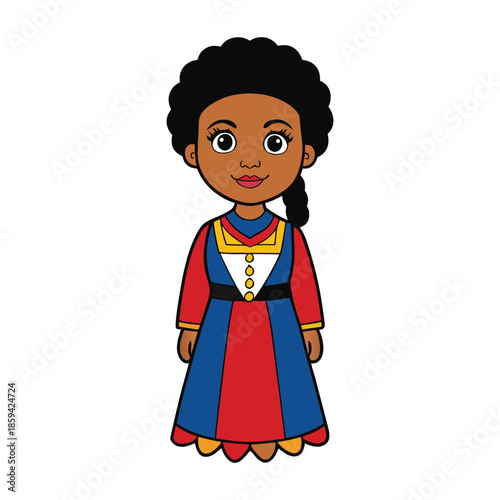 A proud woman celebrates Juneteenth, her smile radiant, dressed in vibrant colors, holding freedom and heritage close, embodying strength, joy, and resilience.
