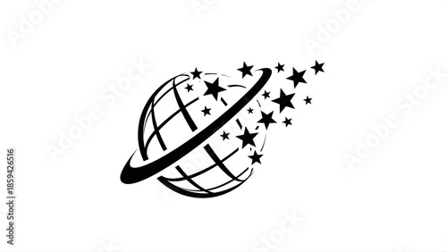 Globe With Orbiting Stars And Swirls earth world