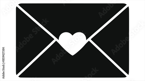 Valentine's Love Letter Envelope Vector Icon | Romantic Mail with Heart Seal | Minimalist Email Symbol for Love Messages, Dating & Communication Design