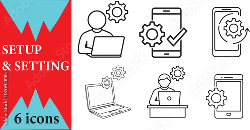 Setup and setting icons for mobile and laptop devices