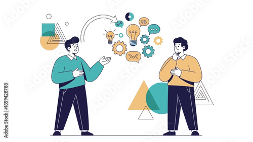 Collaborative Creative Brainstorming and Idea Sharing Concept Illustration