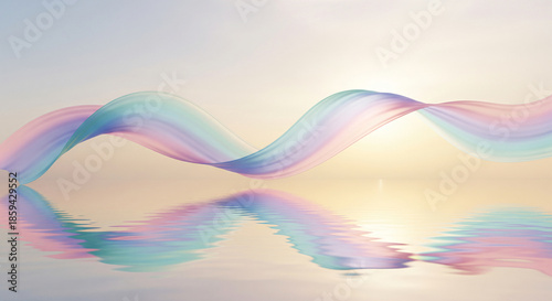 Elegant pink ribbon with flowing lines and butterflies, breast cancer awareness