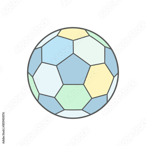 Colorful soccer ball with geometric patterns on transparent background