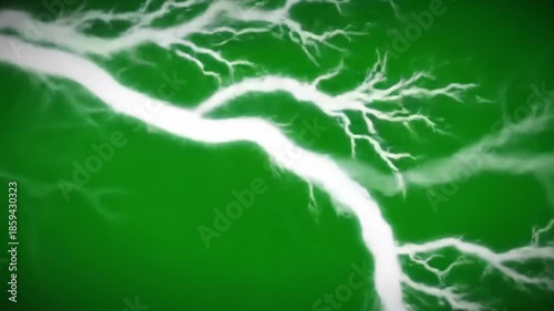 Dynamic Electric Energy Displayed Against Green Background, Abstract Concept.