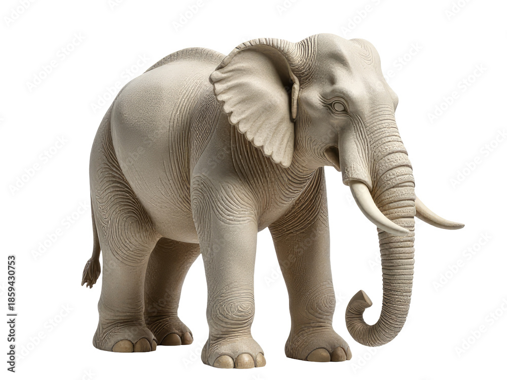 Fototapeta premium A single elephant standing on a plain white surface