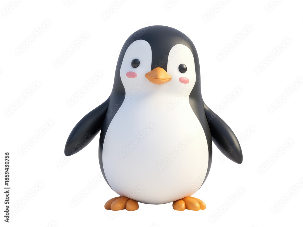 Fototapeta premium A single penguin standing on a white background