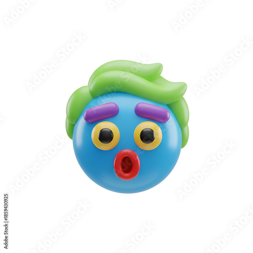 Blue Toy Face with Green Hair.