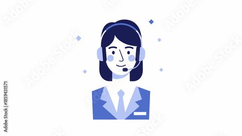 Woman Customer Service Representative Wearing Headset.