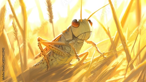 view of grasshoppers on the grass