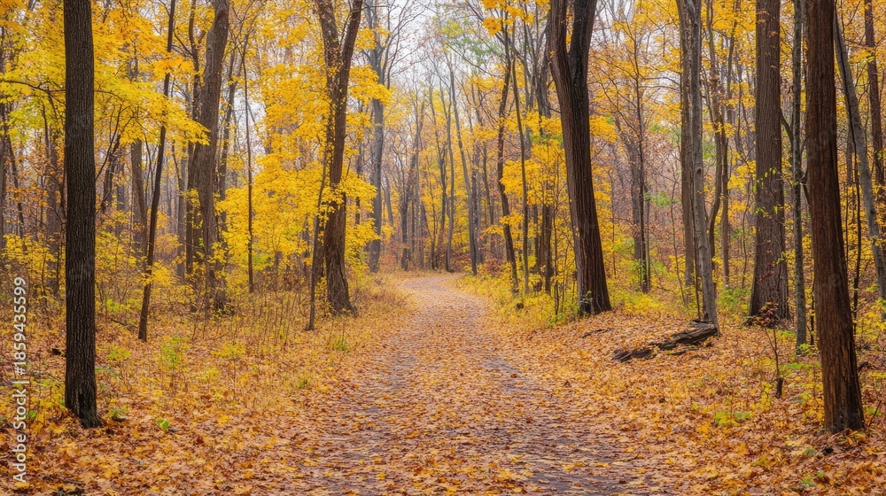 Fototapeta premium view in the forest decorated with sunlight