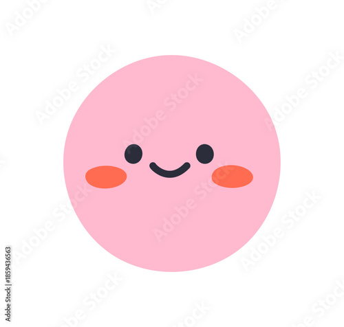 Smiling face, happy cute emoji with friendly expression, positive cheerful em...